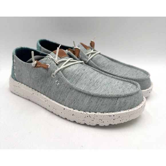 NEW Hey Dude WENDY HEATHERED SLUB TROPICAL Women's Slip On Blue US Size 10 NIB - Picture 1 of 11